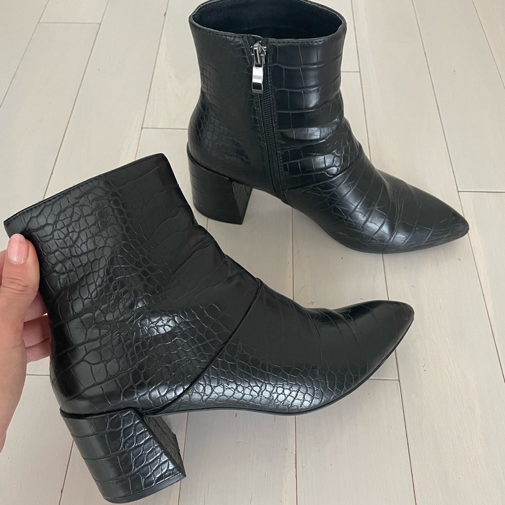Black Croc Print Booties - size 7